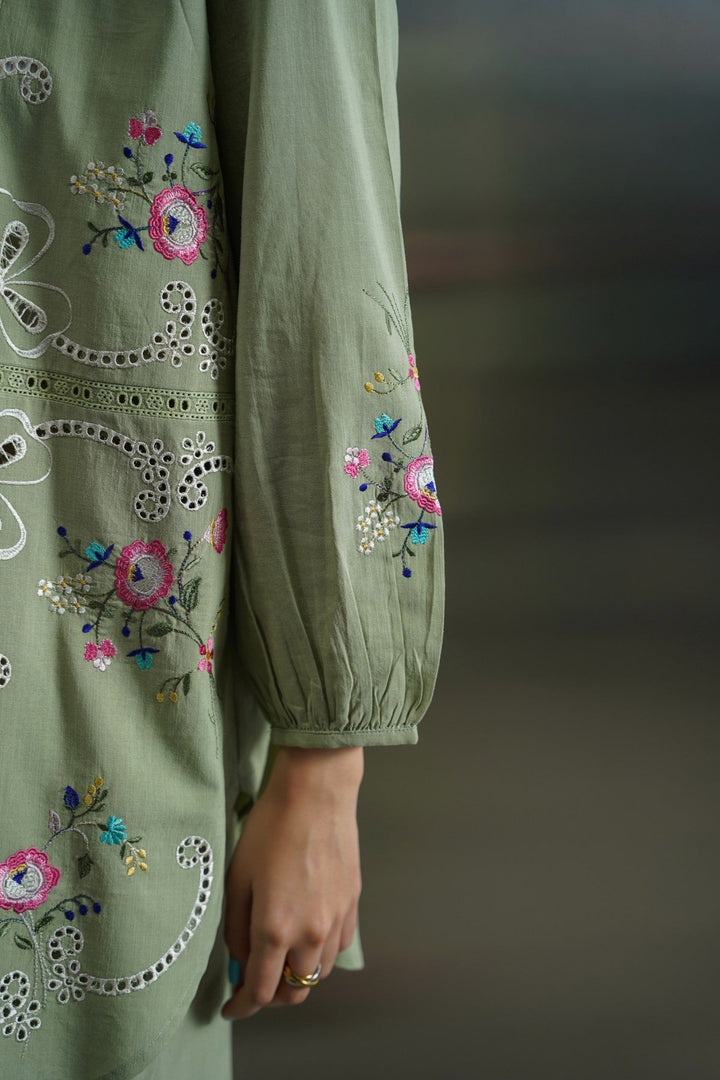 GREEN ALWAYS SPRING EMBROIDERY SHIRT