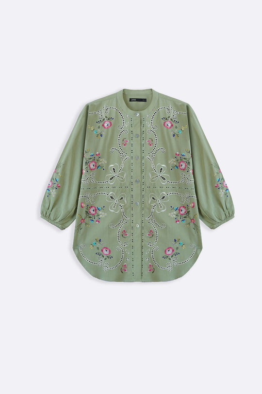 GREEN ALWAYS SPRING EMBROIDERY SHIRT