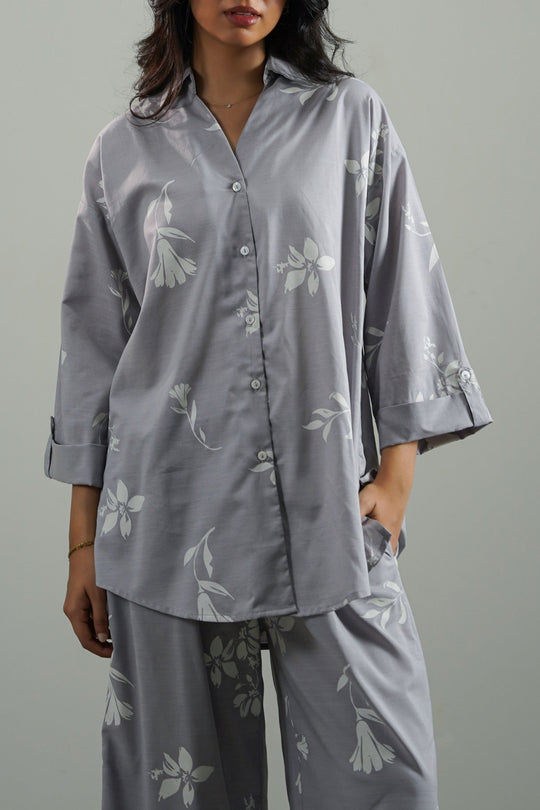 GREY PETAL IMPRINT SHIRT
