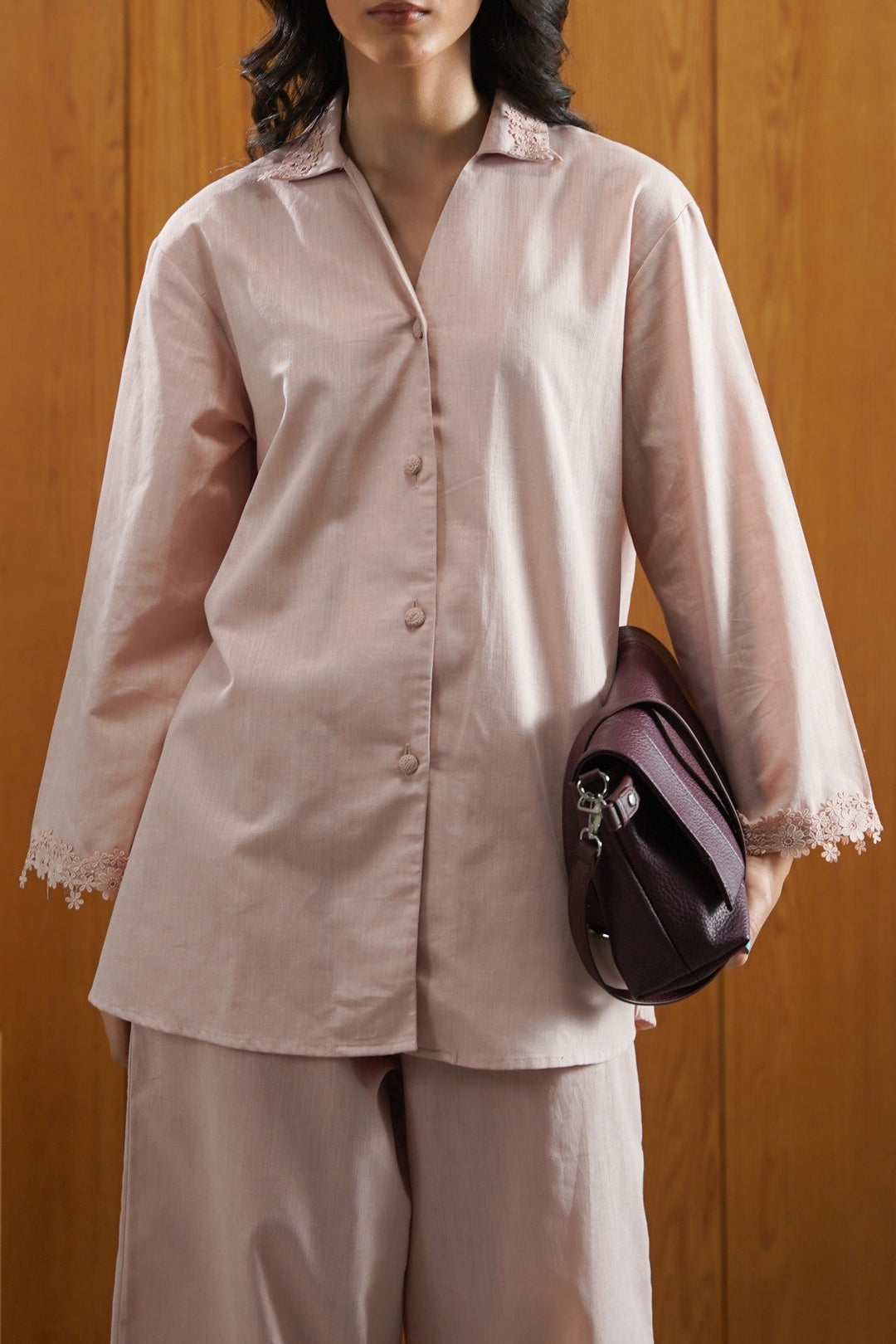 PINK LACE TRIM SHIRT