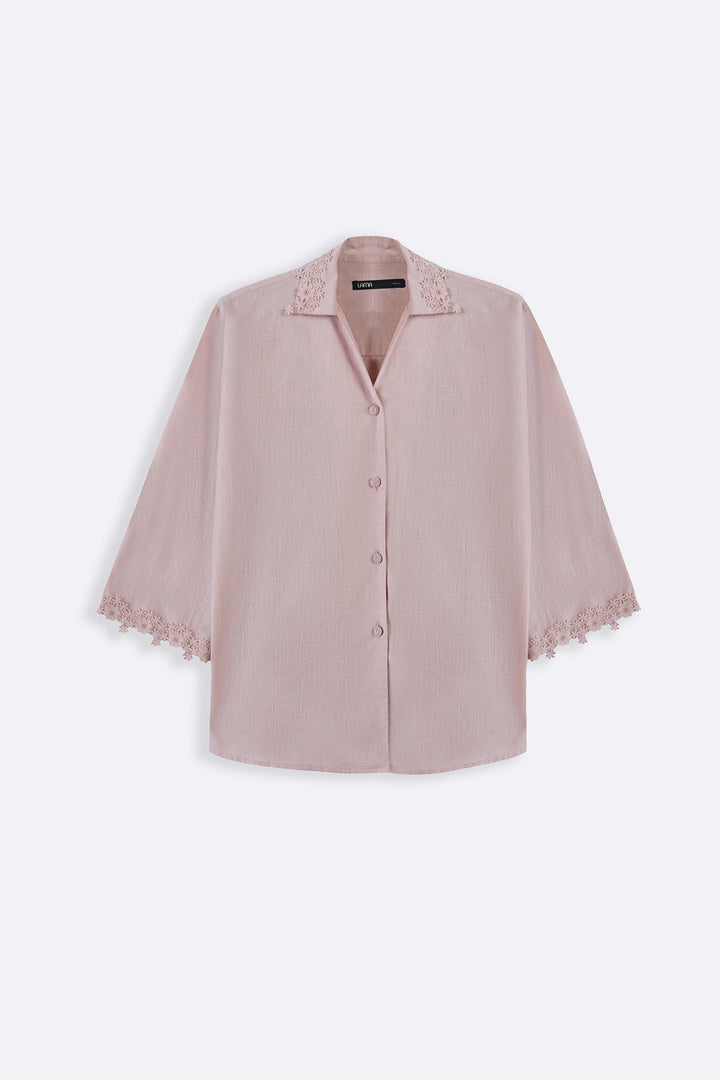 PINK LACE TRIM SHIRT