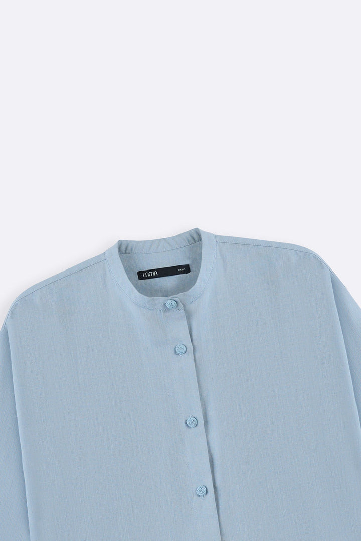 SKY BLUE BASIC BAND COLLAR SHIRT