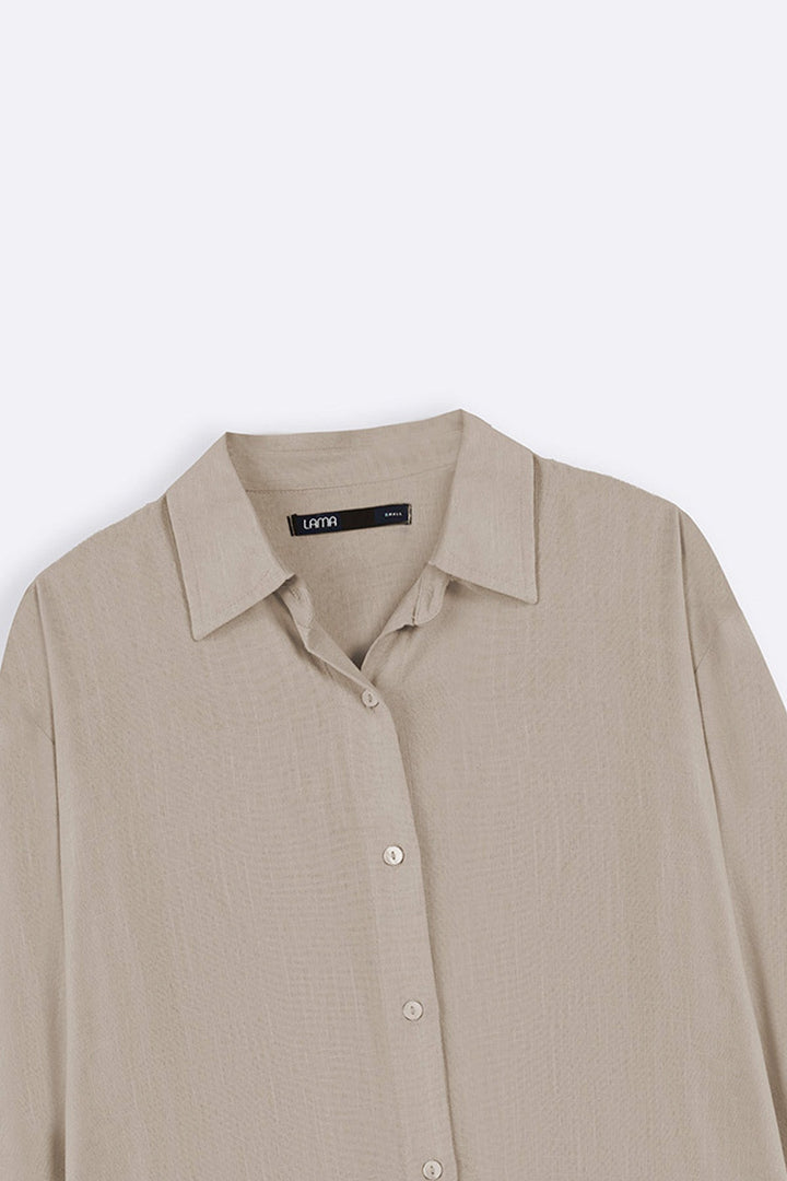 BEIGE EVERYDAY LINEN BLEND SHIRT