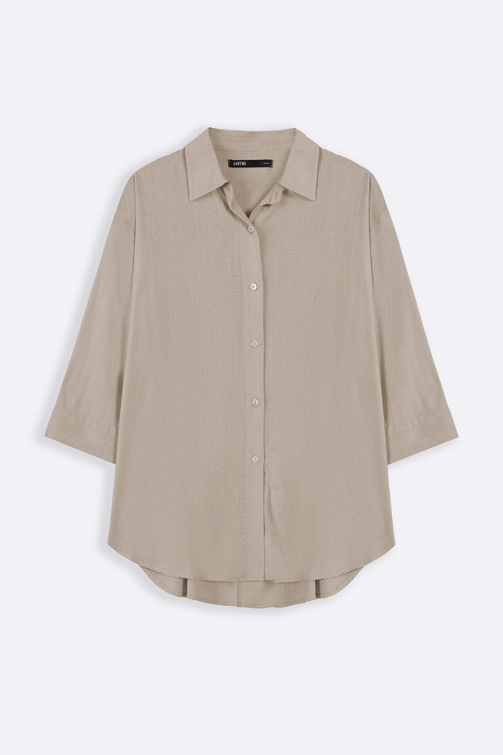 BEIGE EVERYDAY LINEN BLEND SHIRT