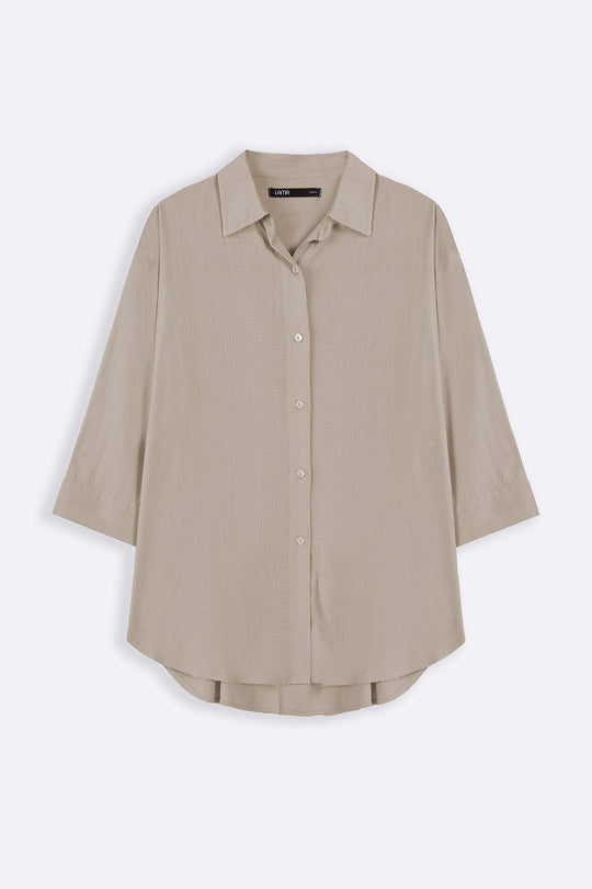 BEIGE EVERYDAY LINEN BLEND SHIRT