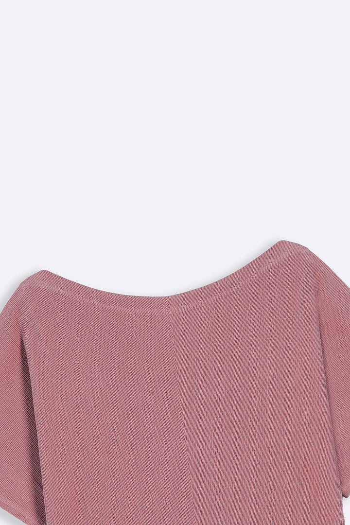 PASTEL PINK TEXTURED BLOUSON KNIT TOP