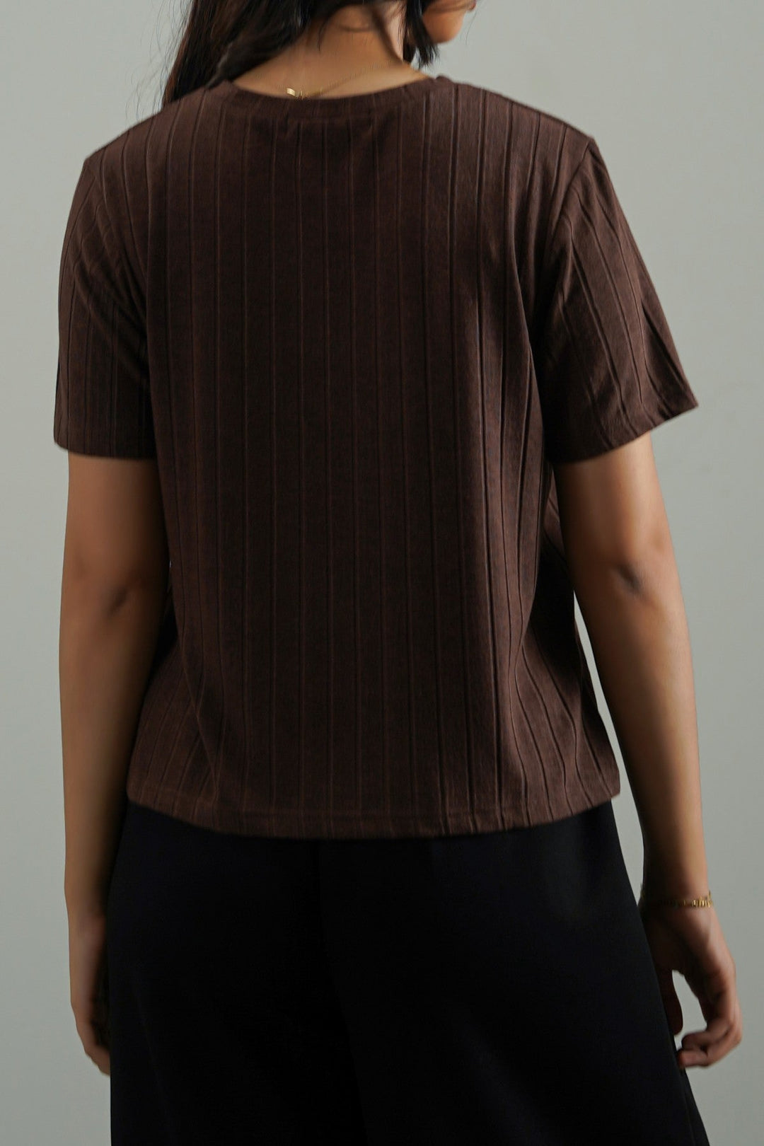 BROWN SOFT RIBBED TEE