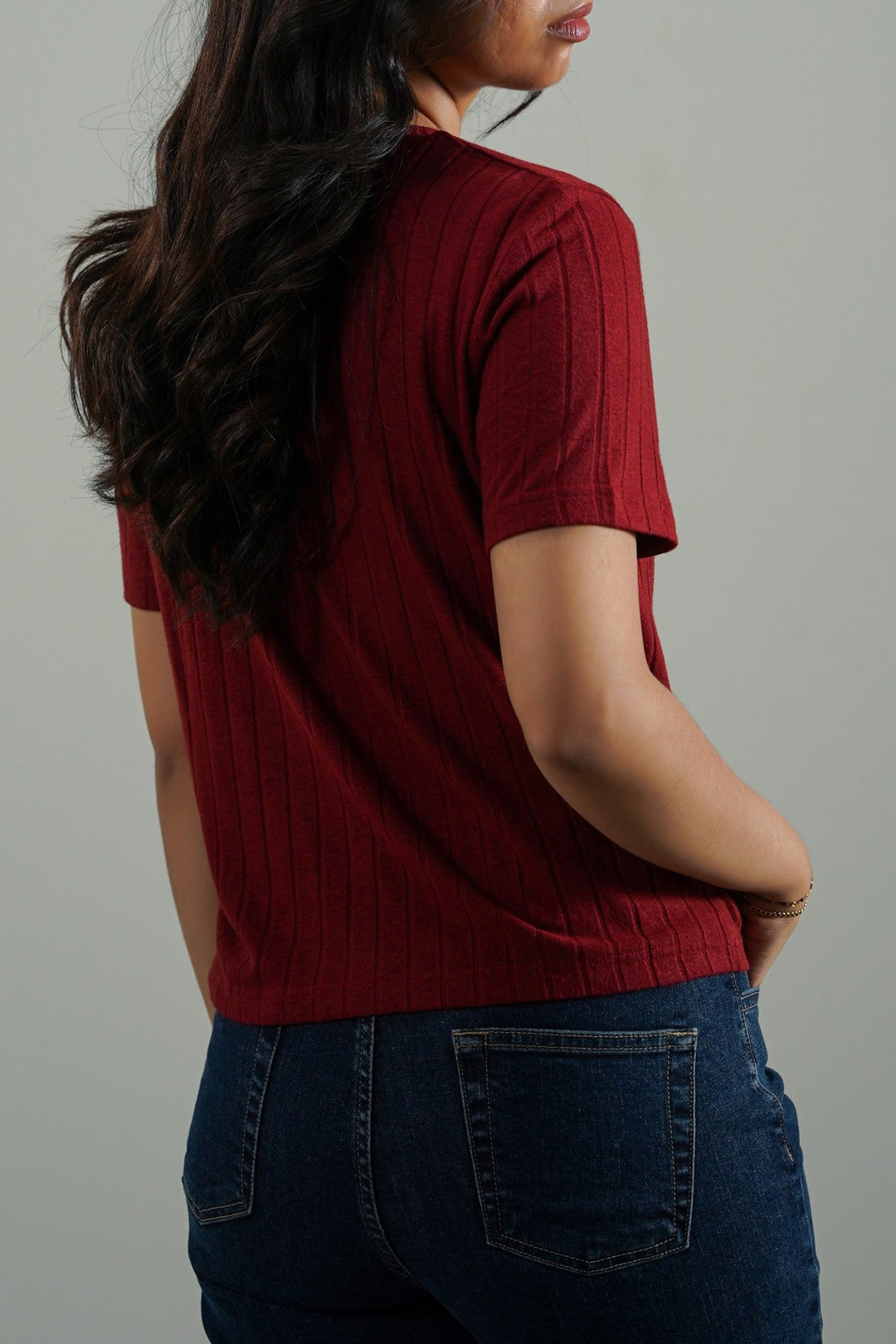 RED SOFT RIBBED TEE