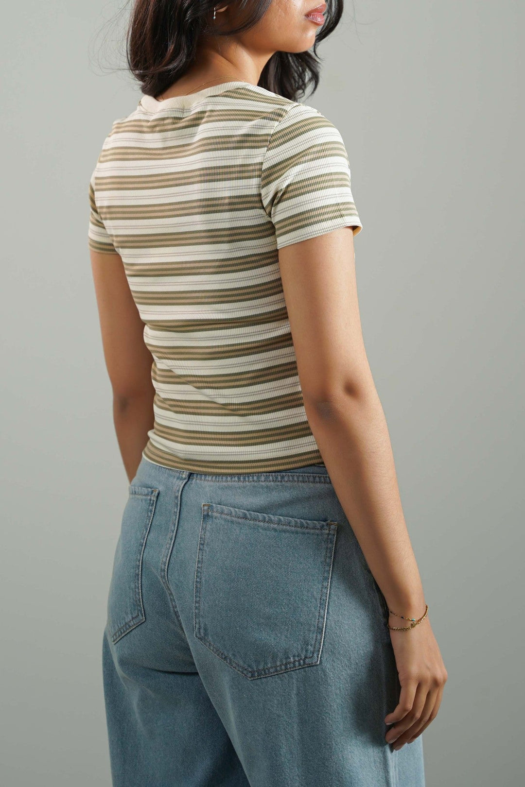 BEIGE SLIM FIT STRIPE TEE