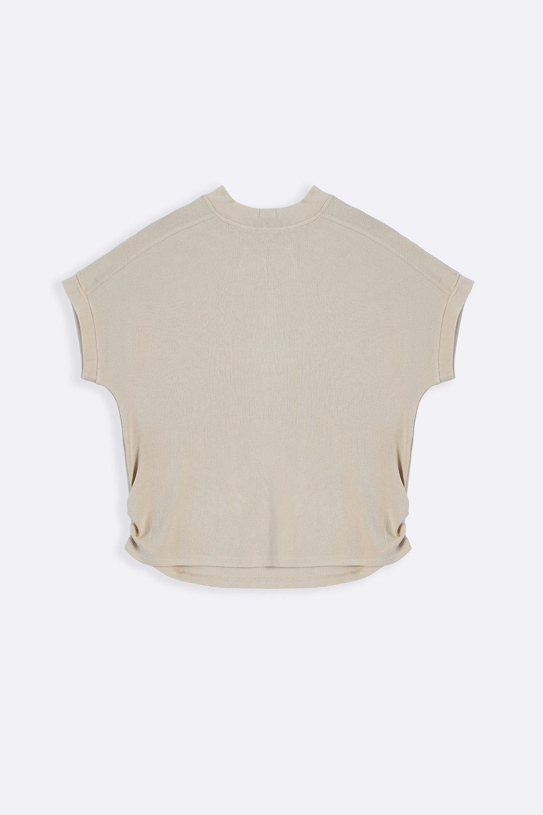 BEIGE FUNNEL NECK KNIT TOP