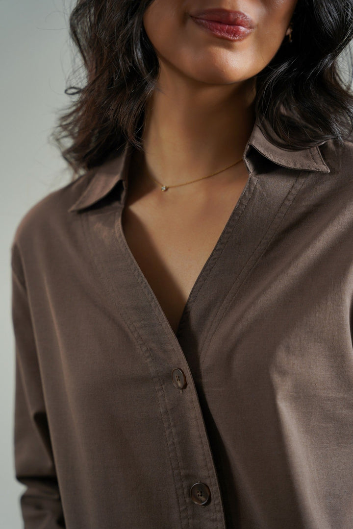 BROWN LONG SUMMER BLOUSE