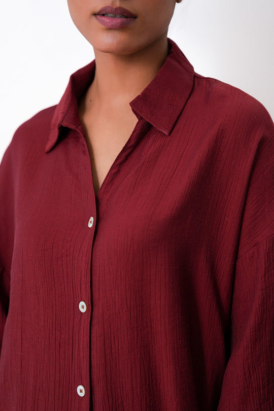 RUST LACE TRIM BLOUSE