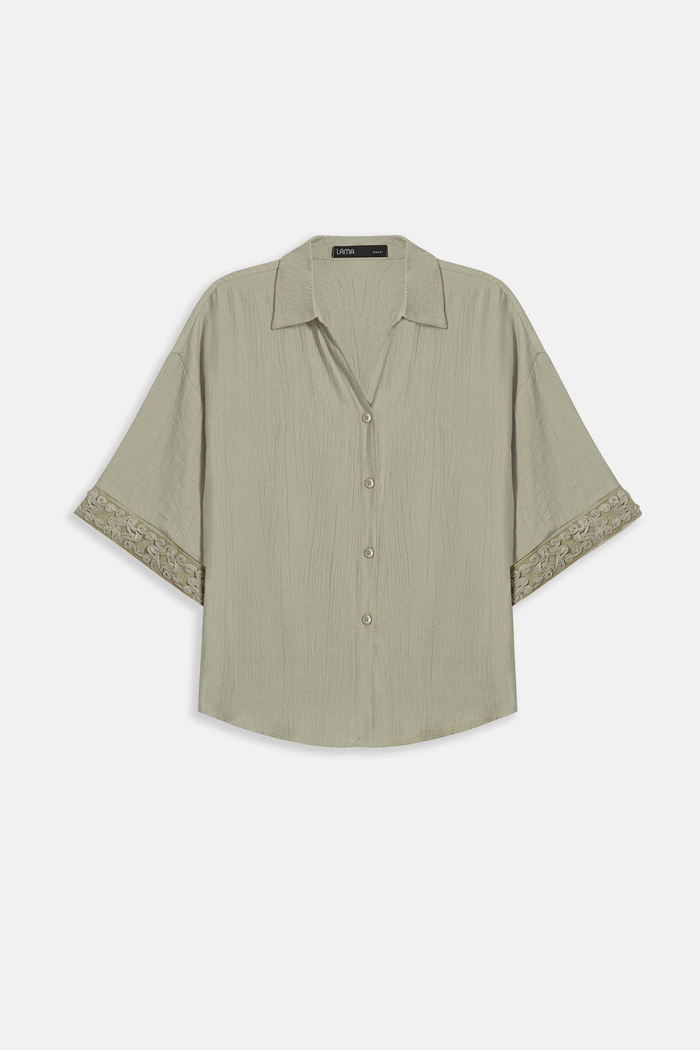 SAGE LACE TRIM BLOUSE