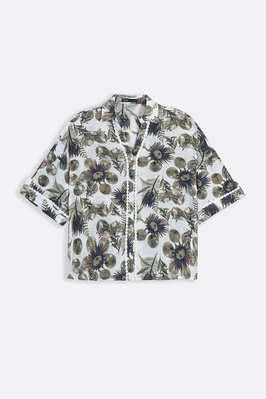 BEIGE CORNFLOWER PRINT SHIRT