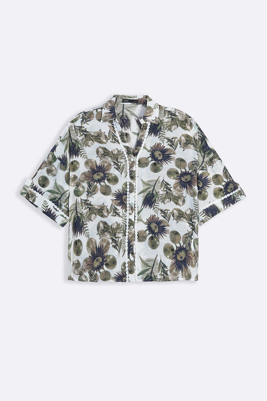 BEIGE CORNFLOWER PRINT SHIRT
