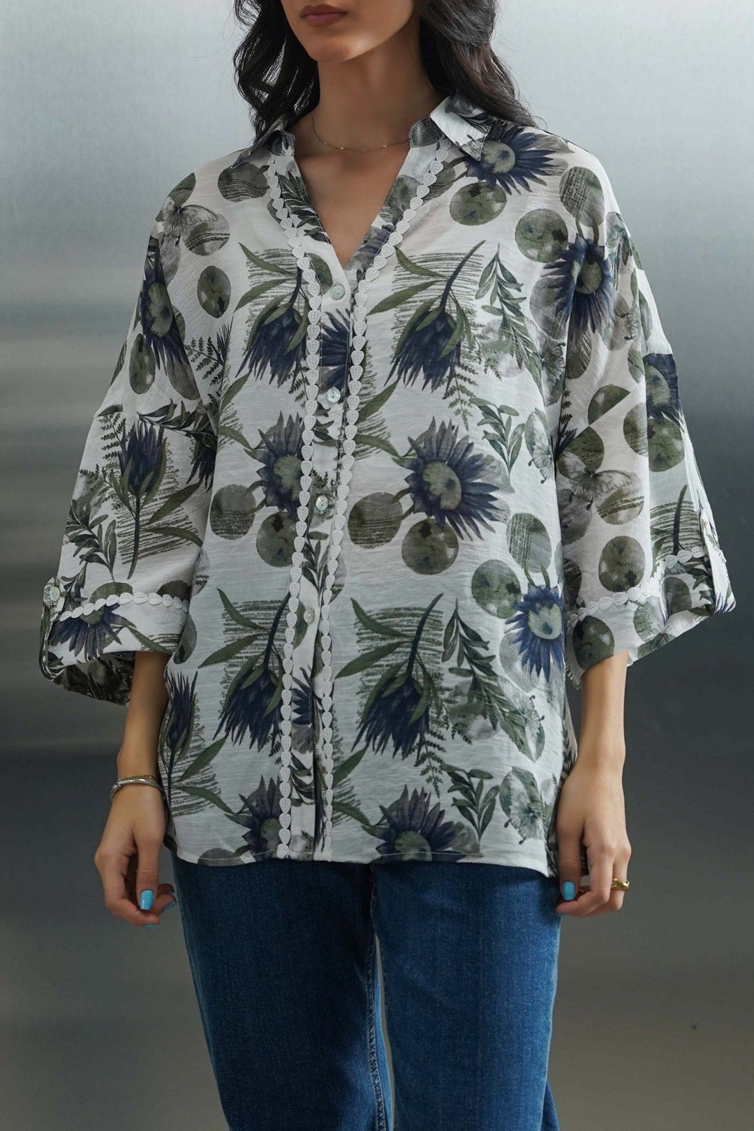 BLUE CORNFLOWER PRINT SHIRT