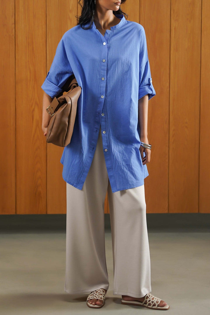 BLUE EVERYDAY FEATHER COTTON TUNIC