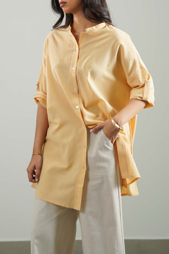 BUTTER YELLOW EVERYDAY FEATHER COTTON TUNIC