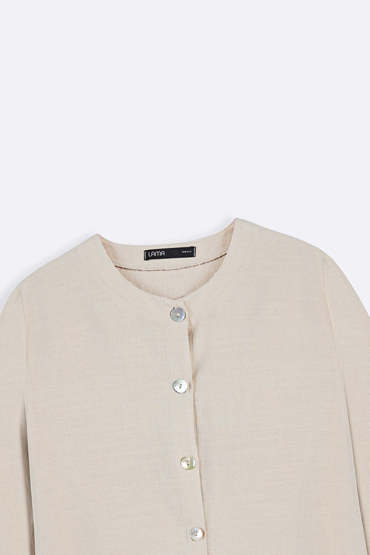 BEIGE SOFT SLUB BLOUSE