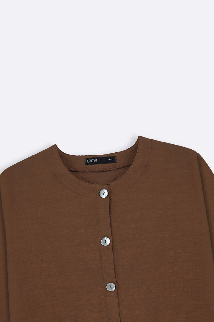 BROWN SOFT SLUB BLOUSE