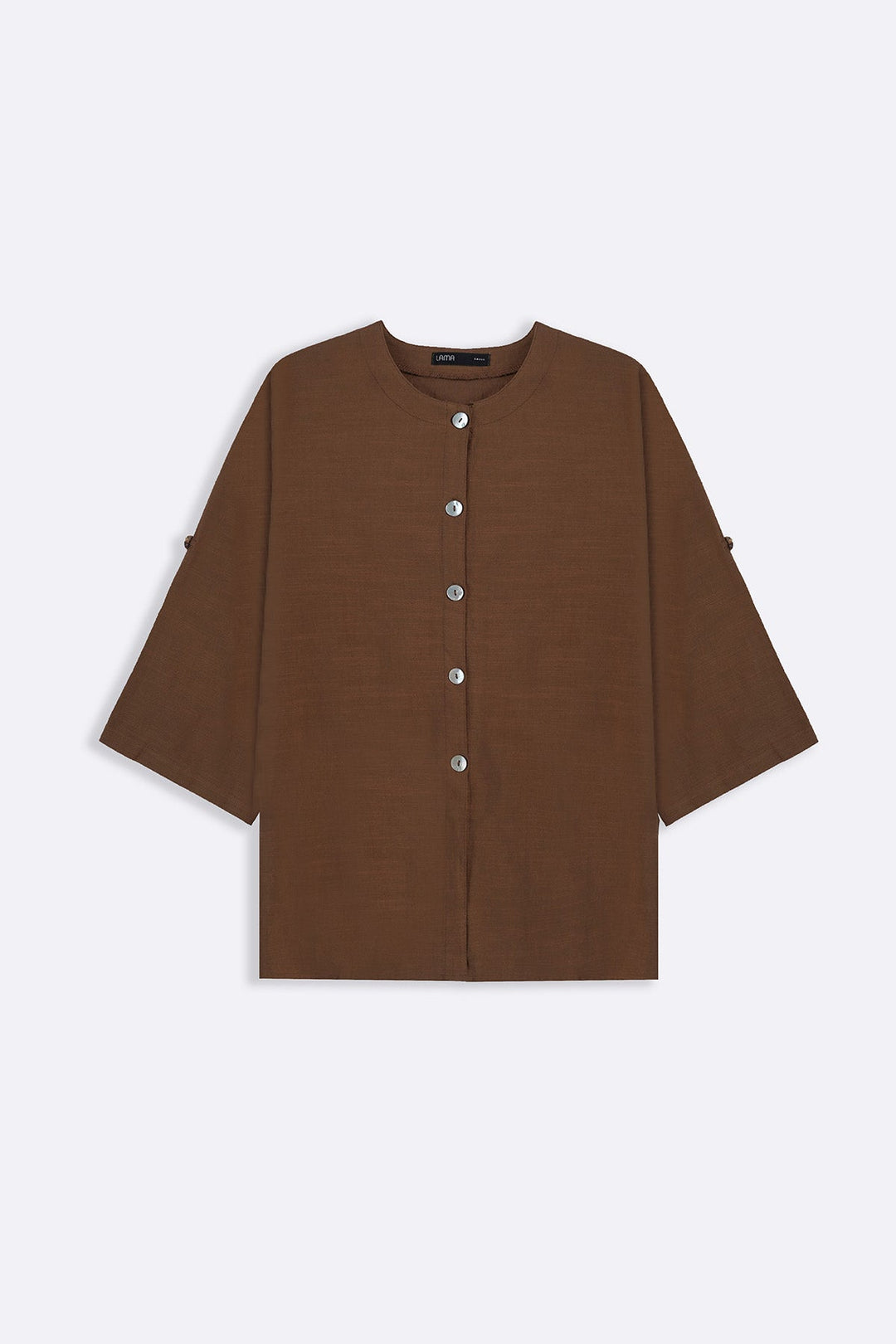 BROWN SOFT SLUB BLOUSE