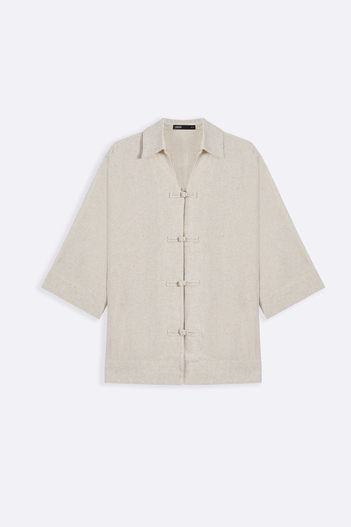 OAT MELANGE SIGNATURE LINEN BLEND SHIRT