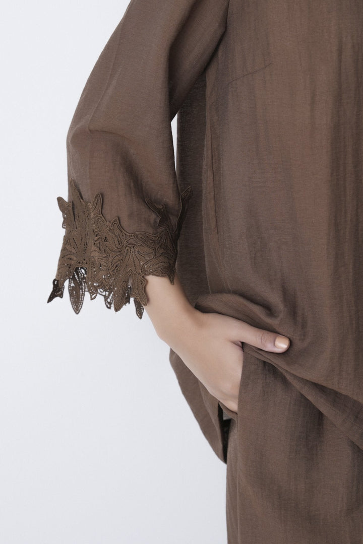 BROWN-SOFT LACE SHIRT
