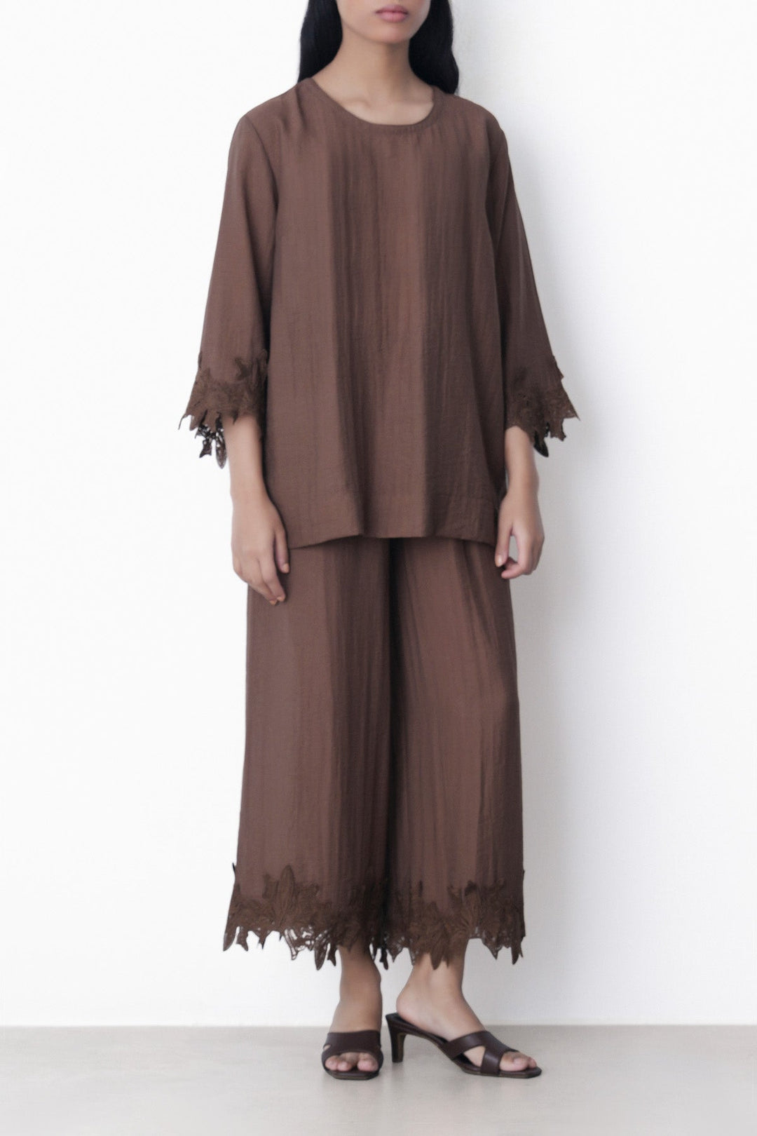 BROWN-SOFT LACE SHIRT
