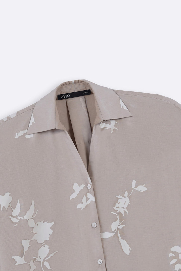 BEIGE PETAL IMPRINT SHIRT