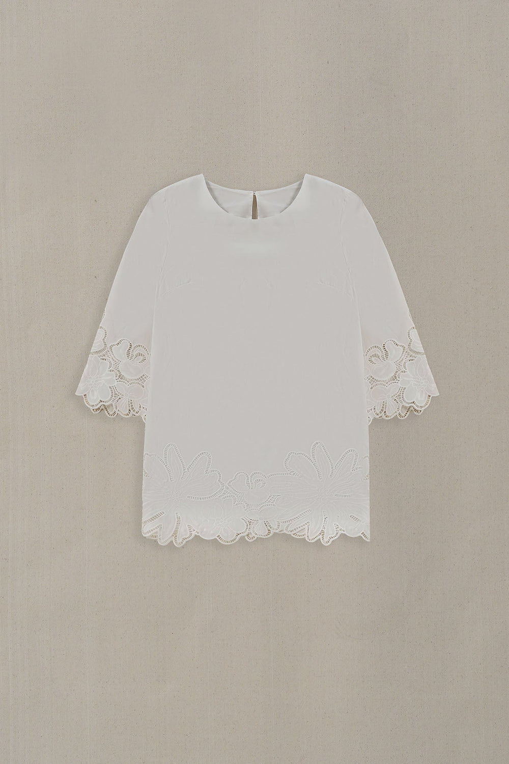 WHITE BOTANICAL CUTWORK TOP