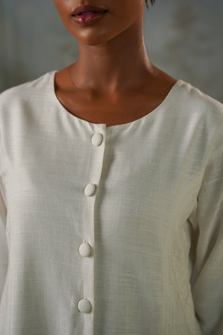 OFF WHITE ARTISAN LINEN-COTTON TUNIC