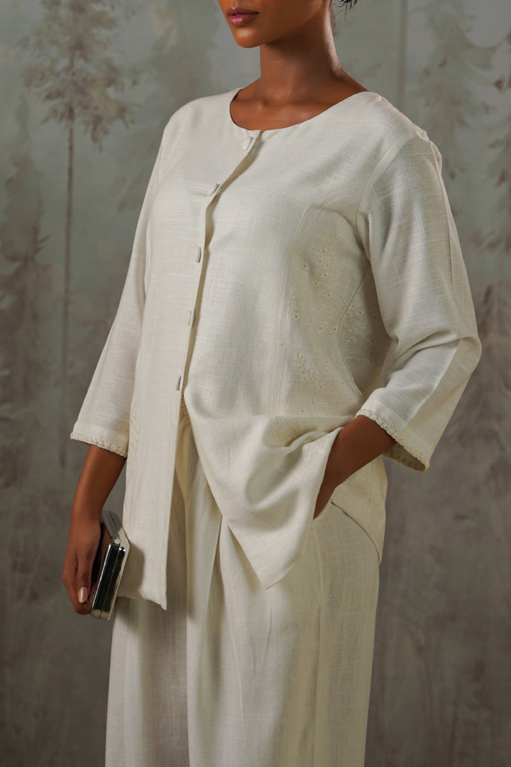 OFF WHITE ARTISAN LINEN-COTTON TUNIC