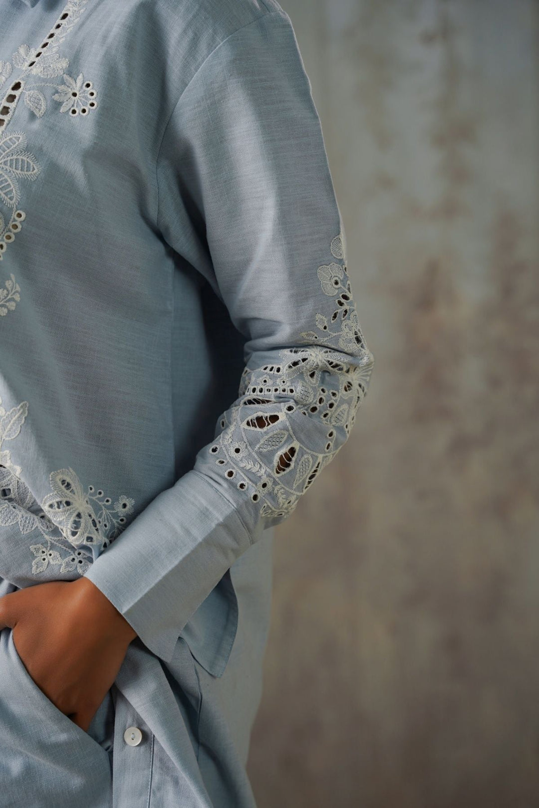 LIGHT BLUE COASTAL ARTISAN LONG TUNIC