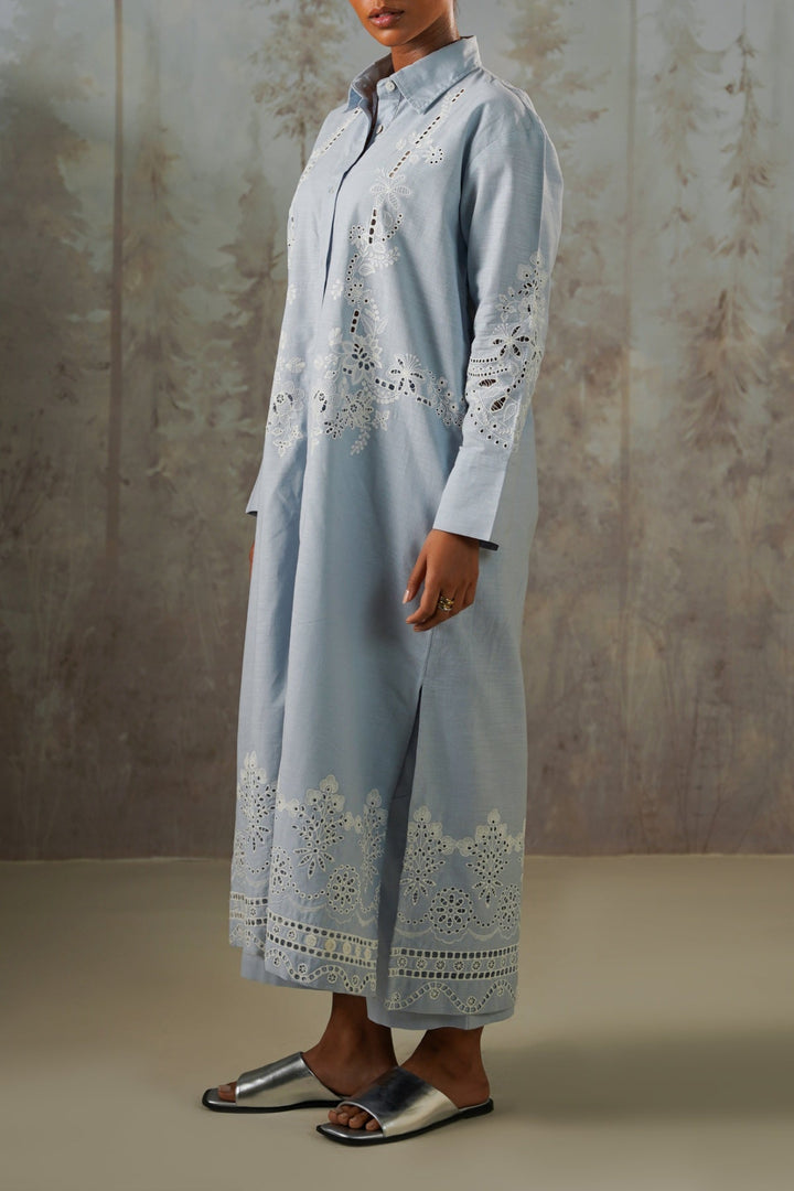 LIGHT BLUE COASTAL ARTISAN LONG TUNIC