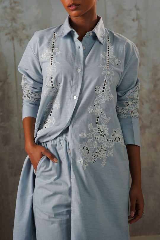 LIGHT BLUE COASTAL ARTISAN LONG TUNIC