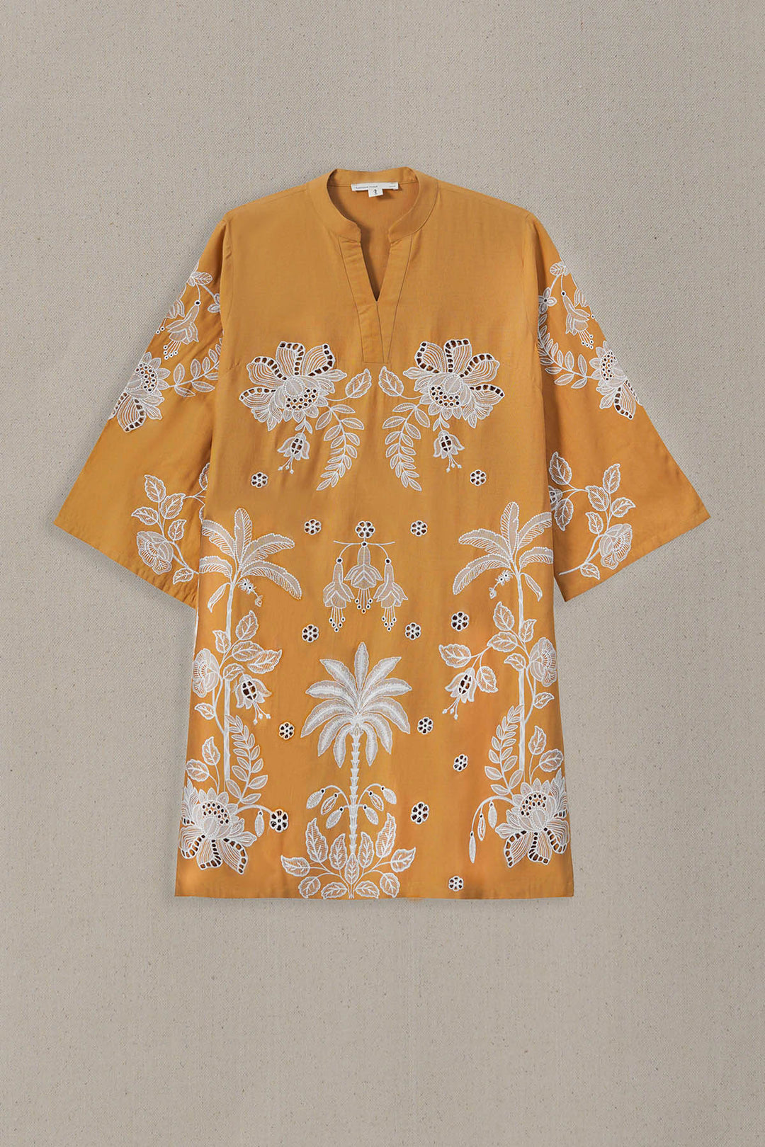 MUSTARD OCHRE BLOOM EMBROIDERED TUNIC