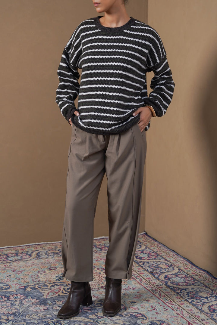 TAUPE BARREL TROUSERS