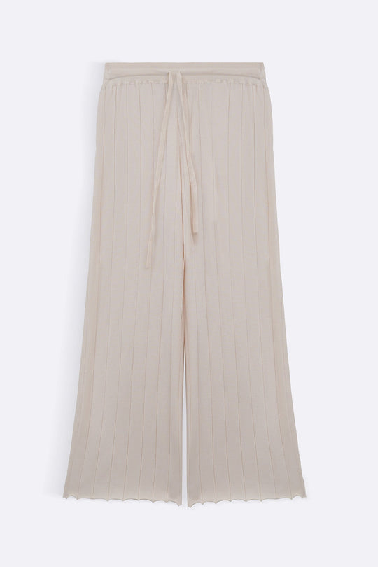 OAT WHITE RIB-KNIT STRAIGHT PANTS