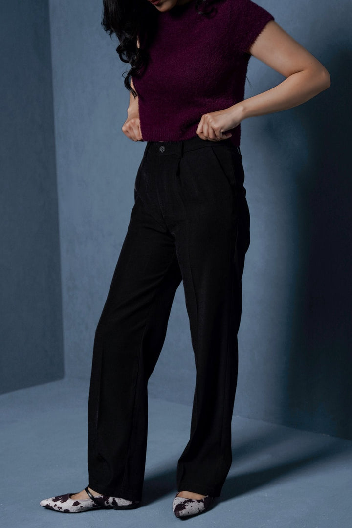 BLACK TAILORED EASY PANTS