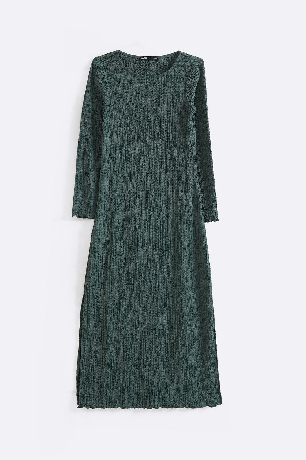 GREEN CREASED LONG DRESS