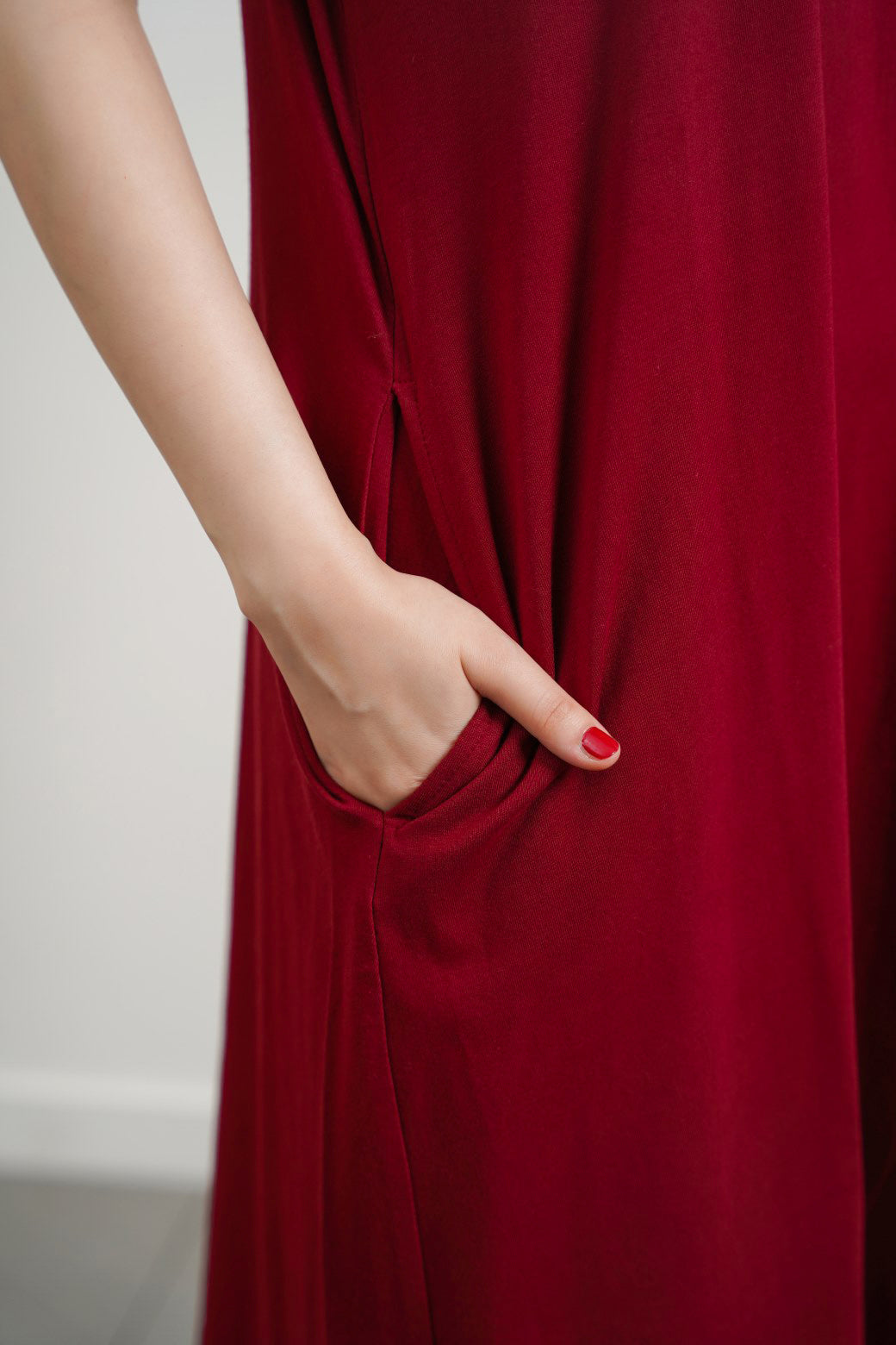 MAROON LONG A-LINE DRESS