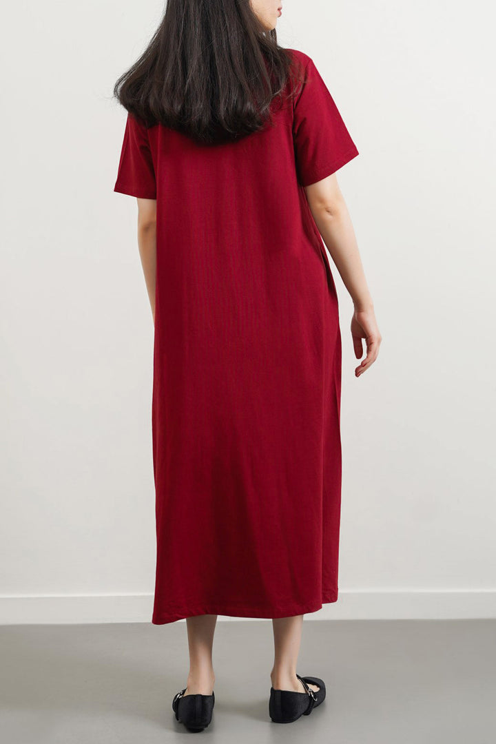 MAROON LONG A-LINE DRESS