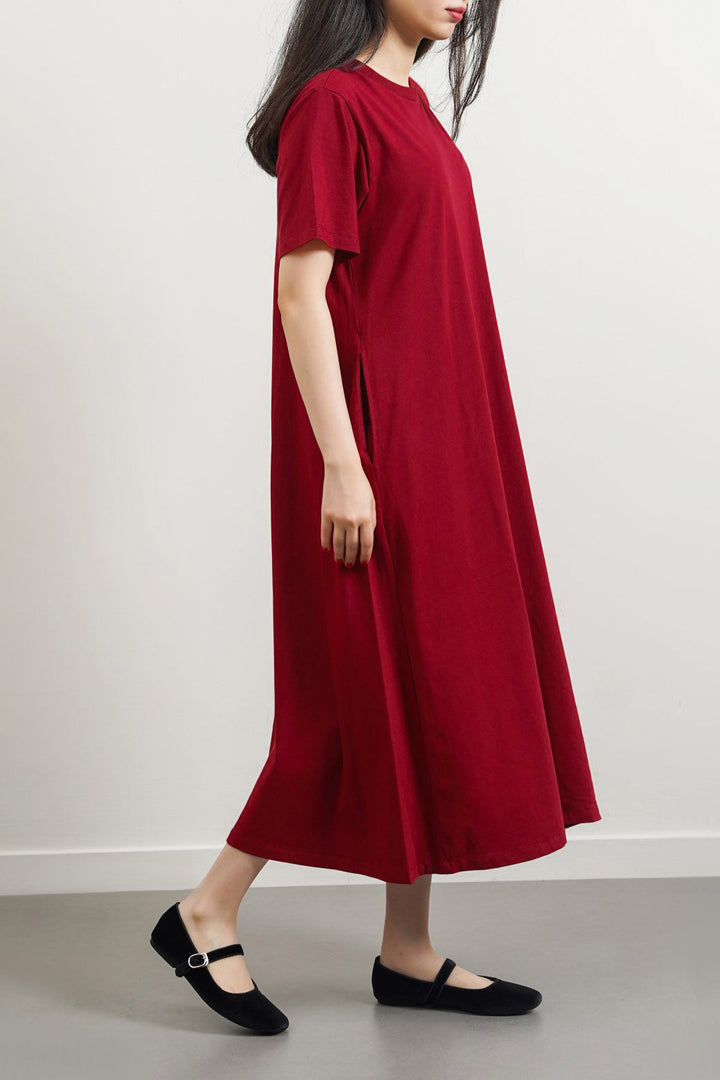 MAROON LONG A-LINE DRESS