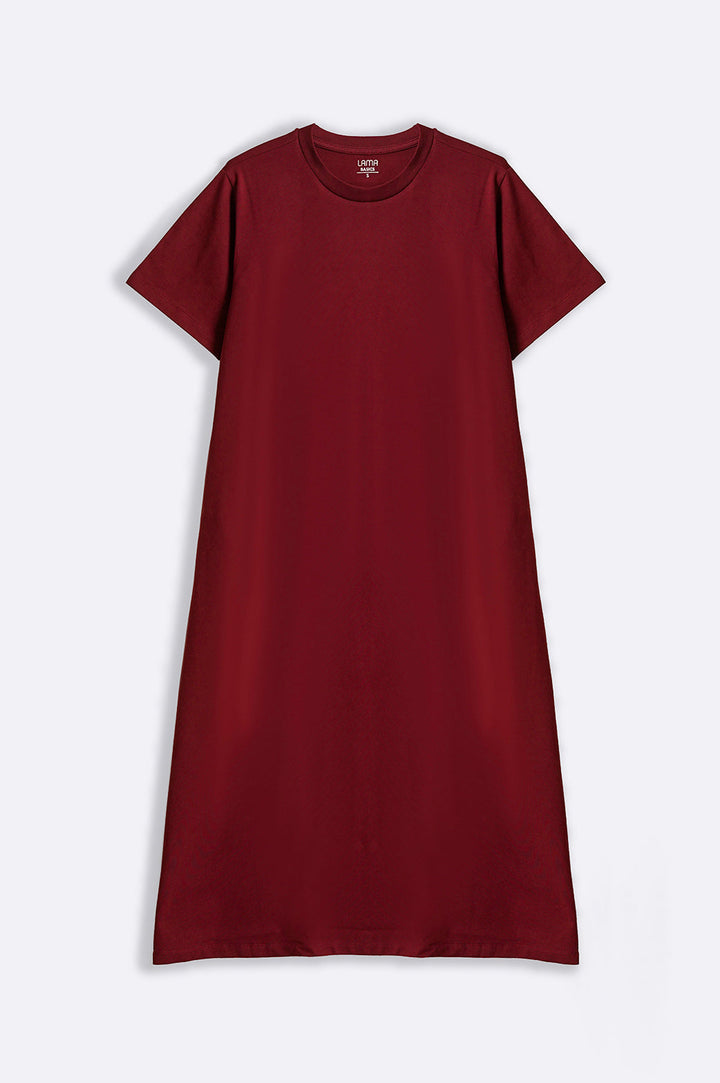 MAROON LONG A-LINE DRESS