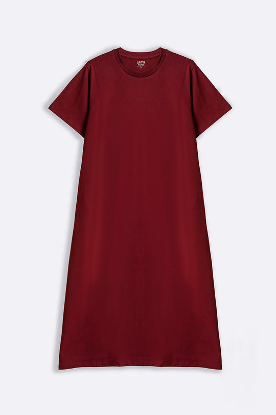 MAROON LONG A-LINE DRESS