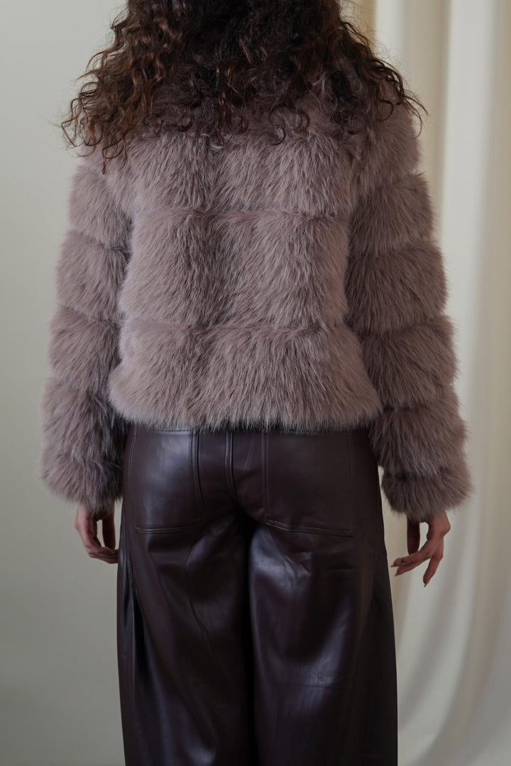 COFFEE FUR ZIPPER JACKET