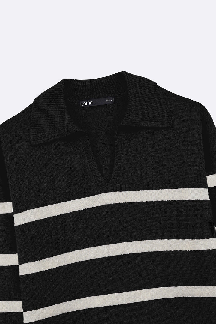 BLACK POLO STRIPED JUMPER