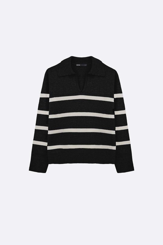 BLACK POLO STRIPED JUMPER