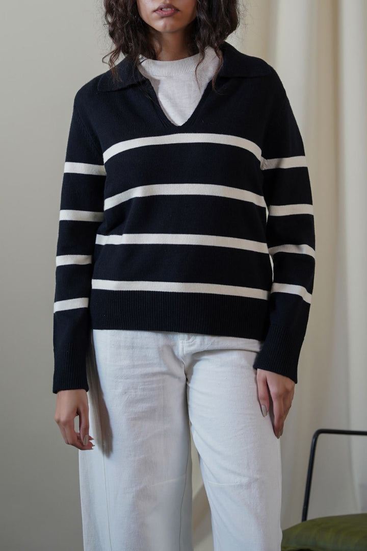 BLACK POLO STRIPED JUMPER