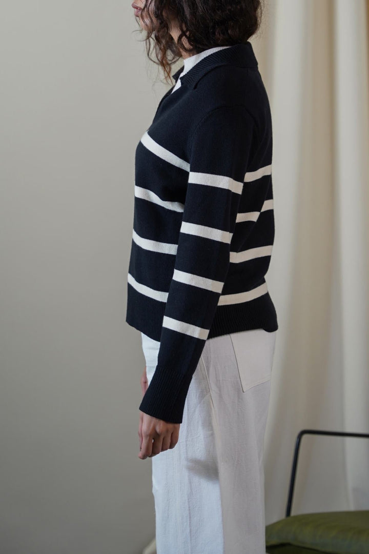 BLACK POLO STRIPED JUMPER